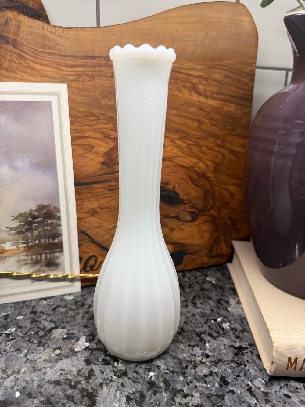 White Milk Glass Bud Vase -